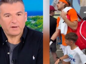 Στέφανος Τσιτσιπάς: Η στιγμή που απωθεί παιδάκι με την τσάντα του – Έξαλλος ο Γιώργος Λιάγκας
